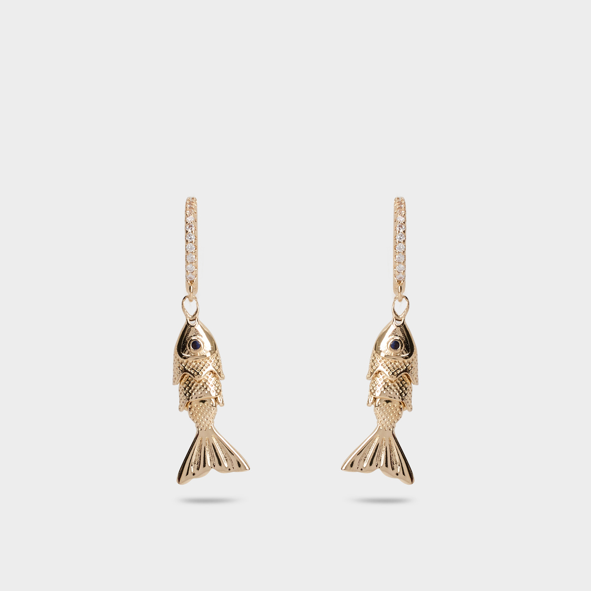 Boucles d'oreilles créoles poisson articulé plaqué or