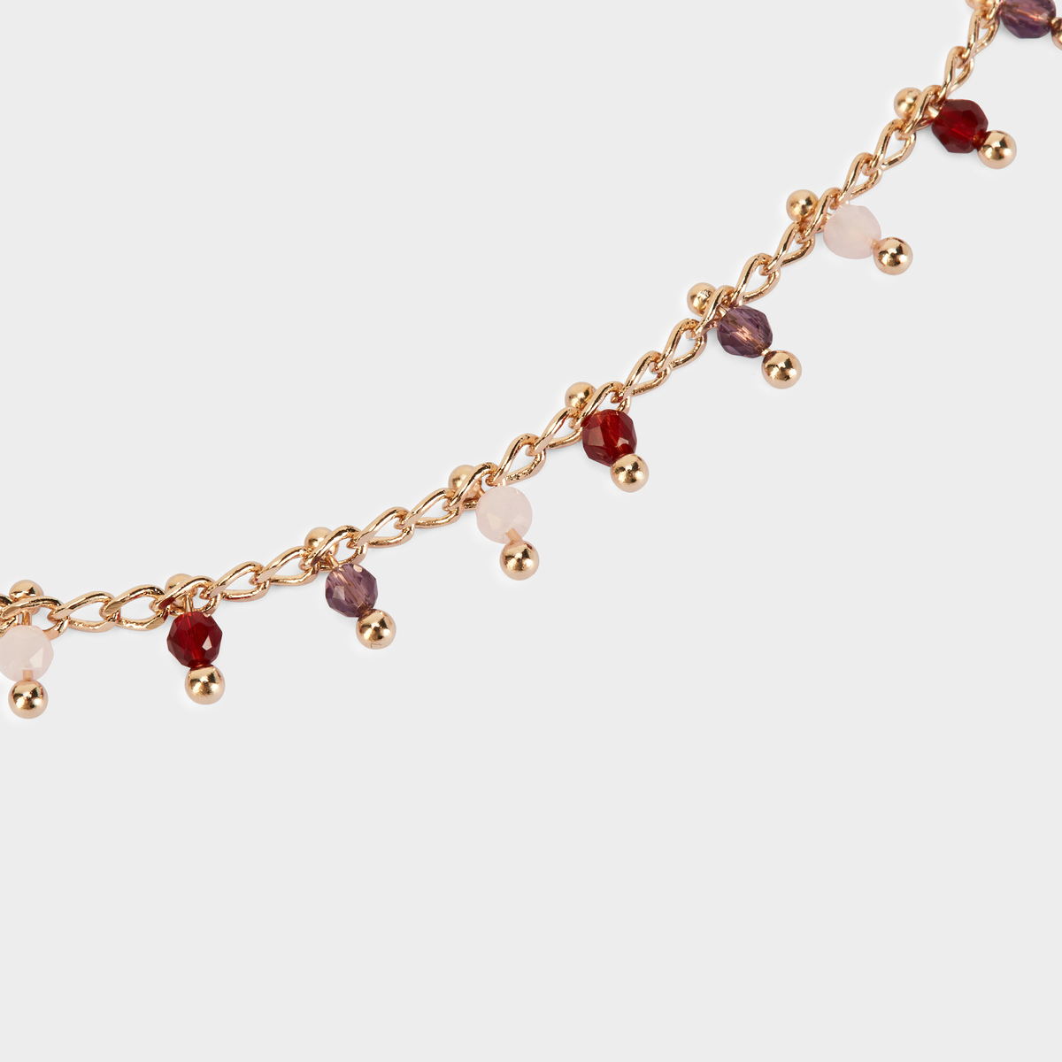 Bracelet pampilles facettées roses plaqué or