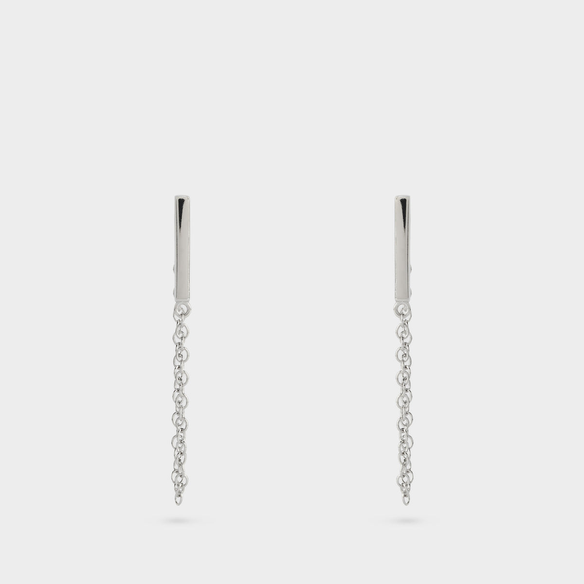 Boucles d'oreilles barre et chaîne devant derrière argent