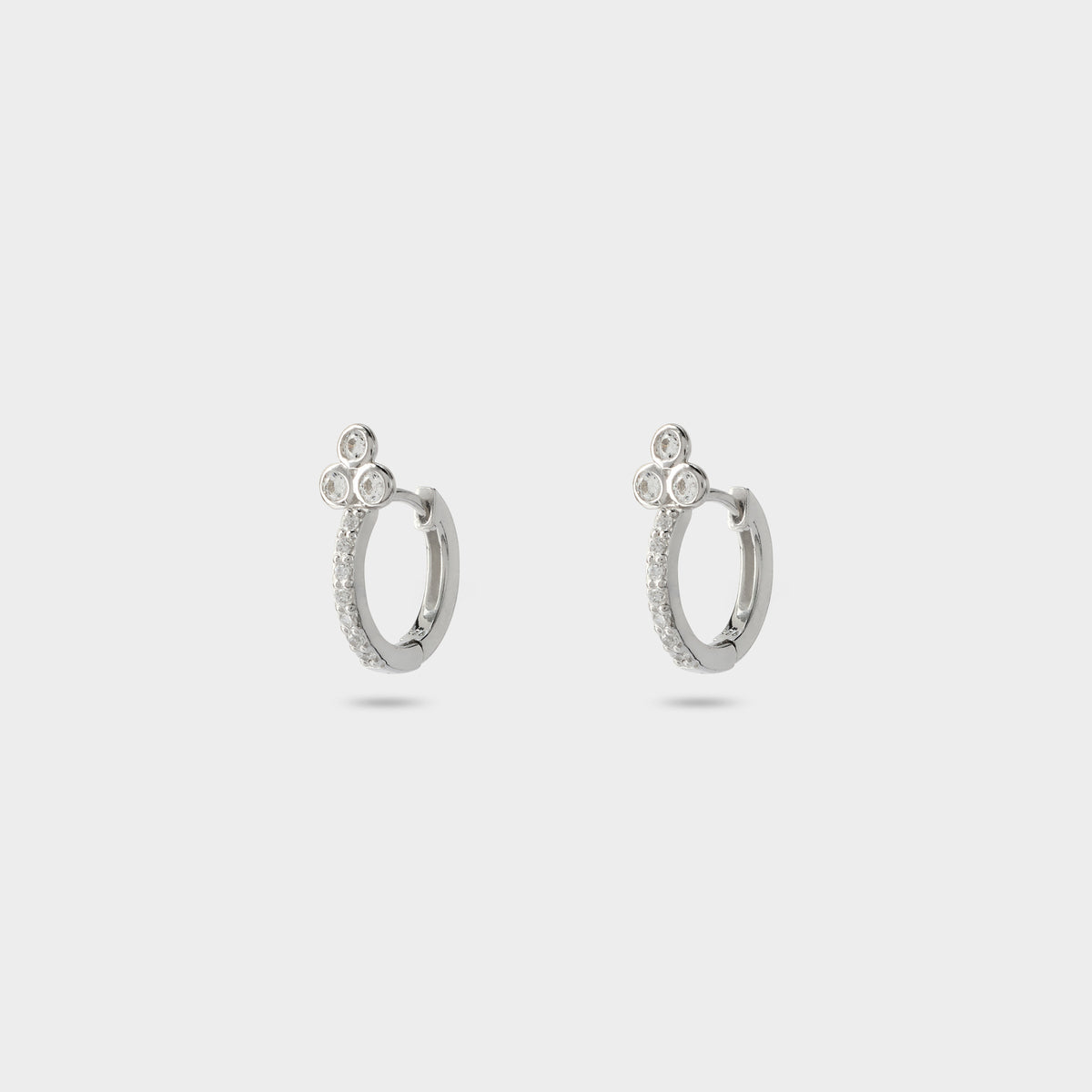 Boucles d'oreilles mini créoles pavées 3 purity argent
