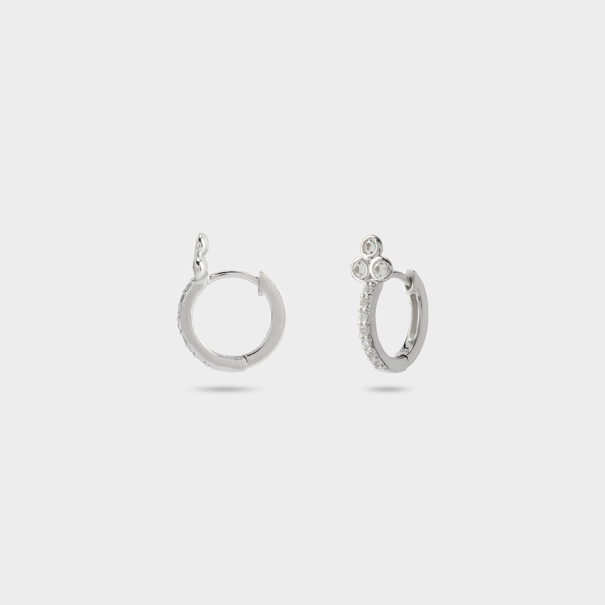 Boucles d'oreilles mini créoles pavées 3 purity argent