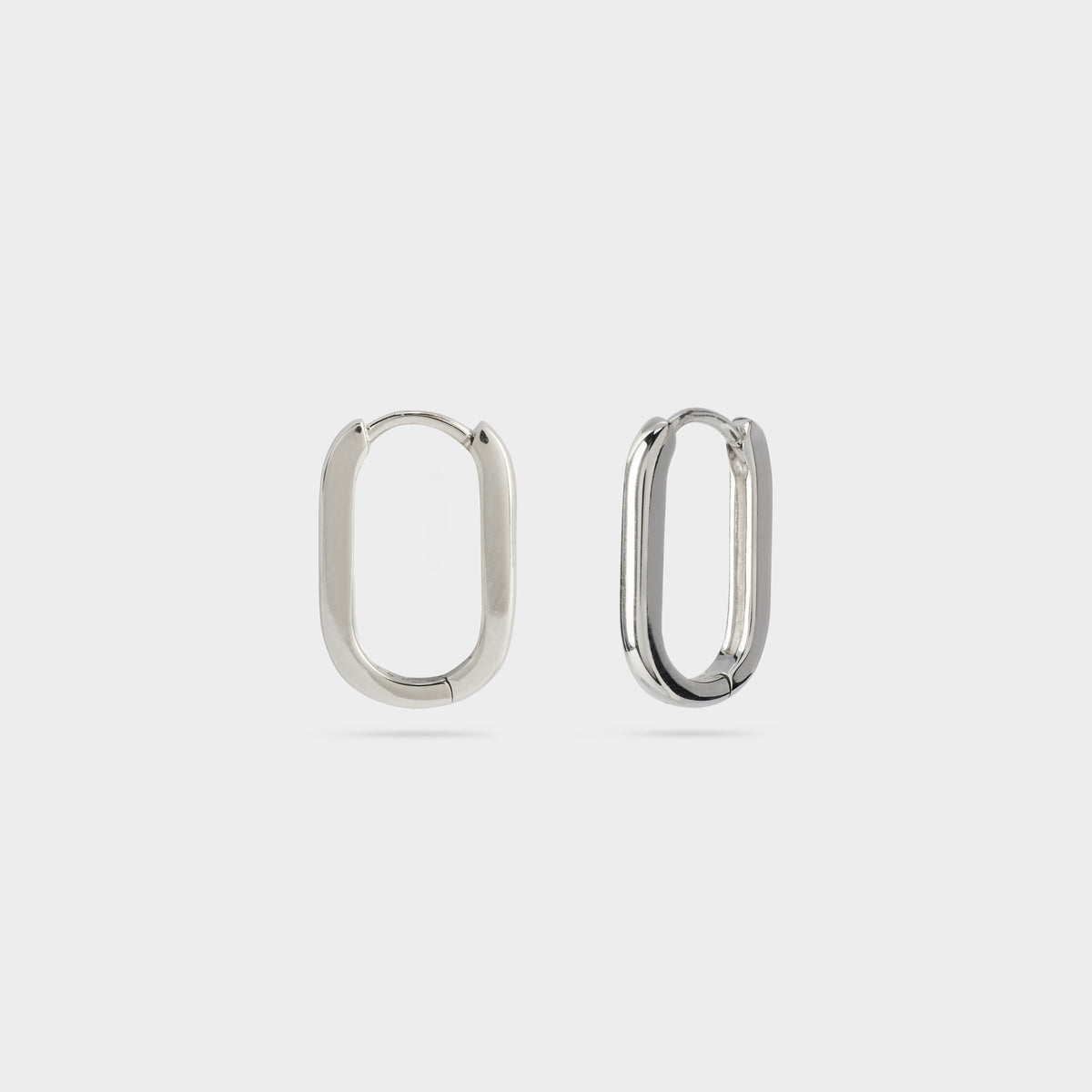 Boucles d'oreilles grandes créoles rectangles argent
