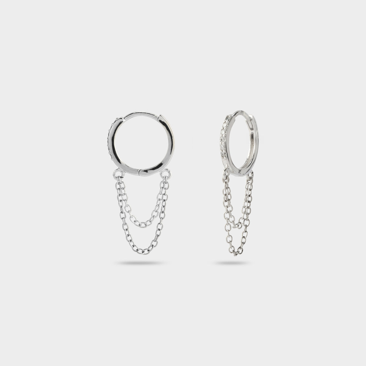 Boucles d'oreilles créoles pavées Eclat sur chaîne argent
