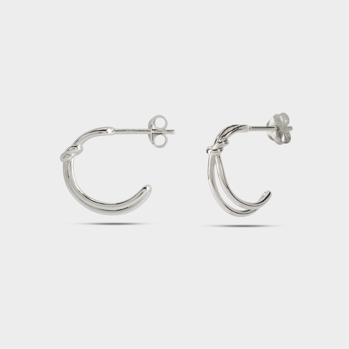 Boucles d'oreilles créoles nœud argent