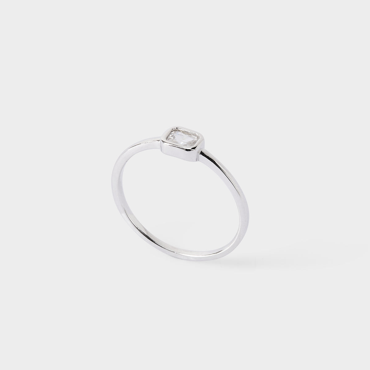 Bague rectangle zircon argent