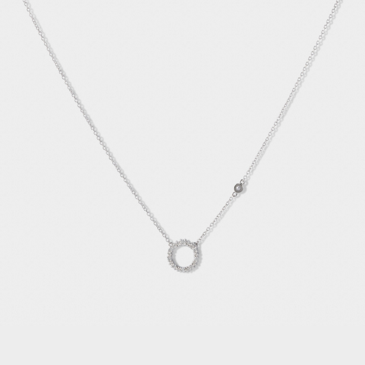 Collier cerclé pavé 1 zircon argent