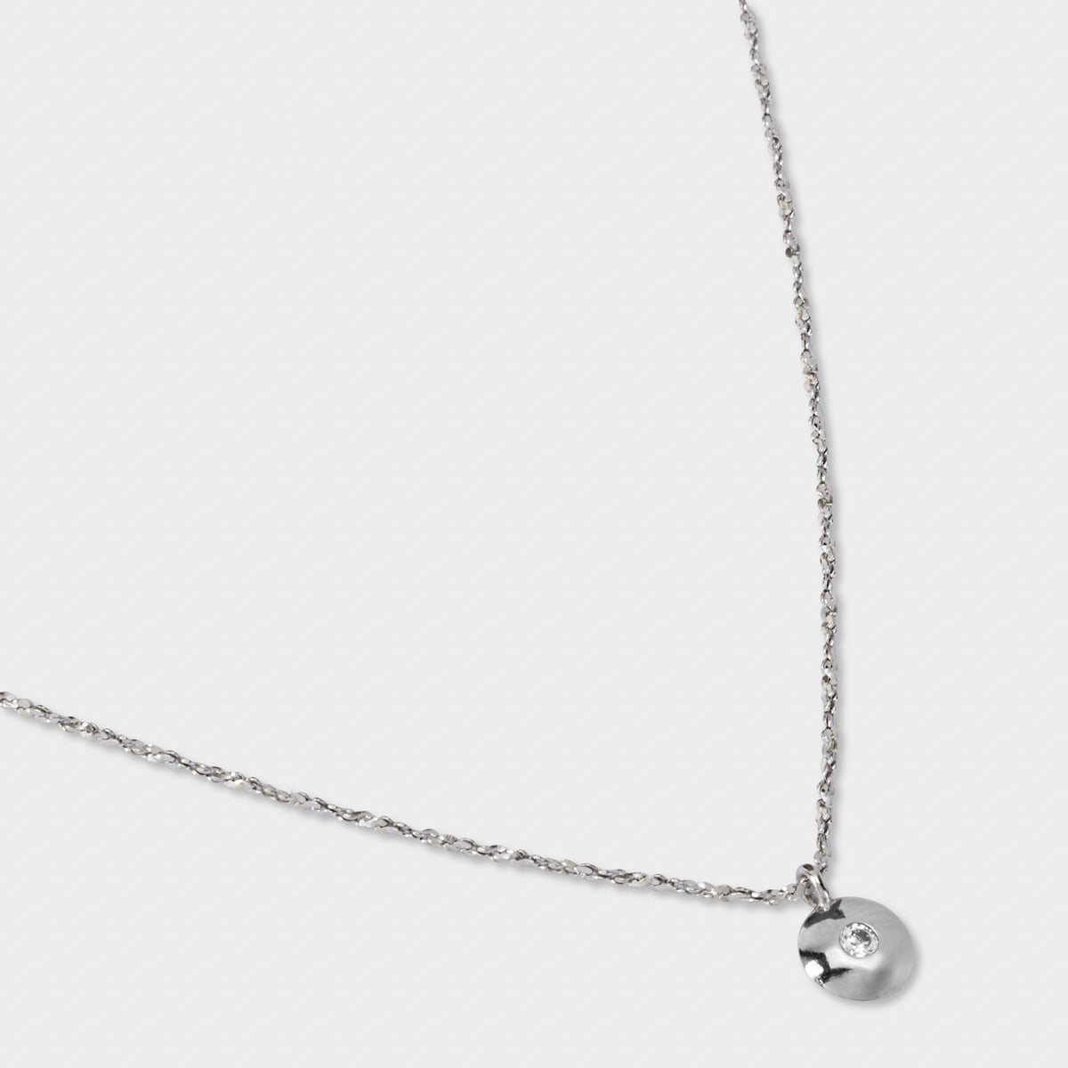 Collier 1 brillant maille ovale argent