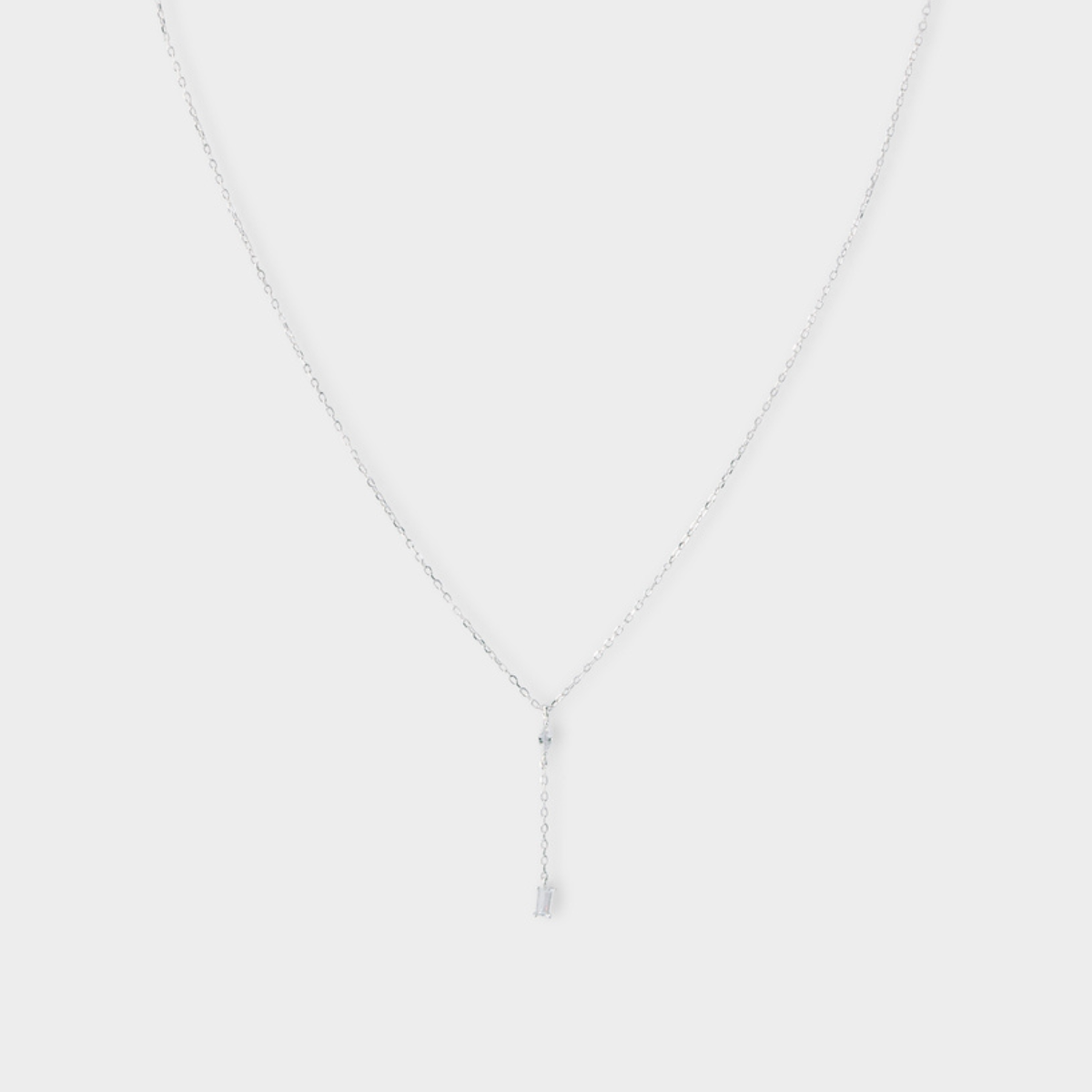 Collier cravates 2 zircons argent