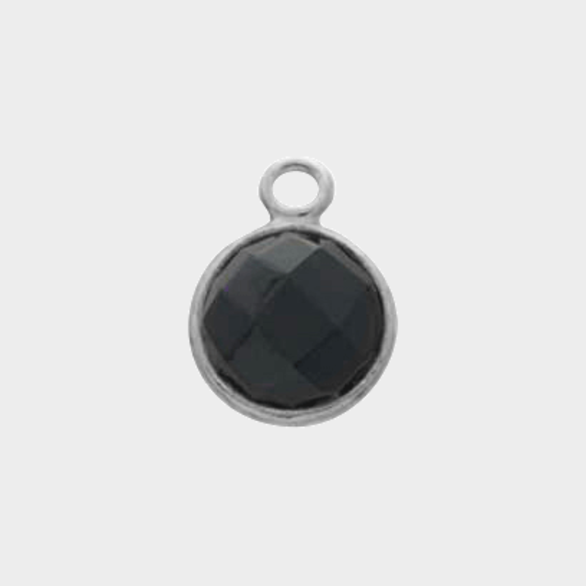 Pierre ronde sertie 1 cm facettée argent massif Agate noire