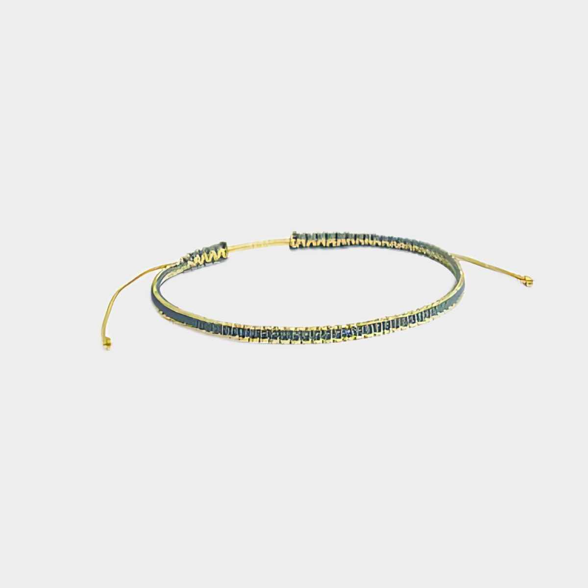 Bracelet tissé pailleté fil or et bleu canard