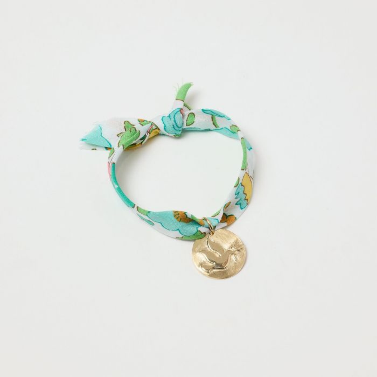 Bracelet gris-gris Colombe sur ruban Liberty