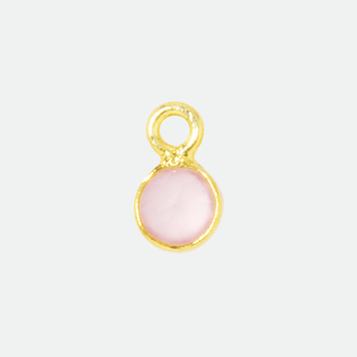 Pierre de naissance plaqué or 0,5 cm Quartz rose - Octobre