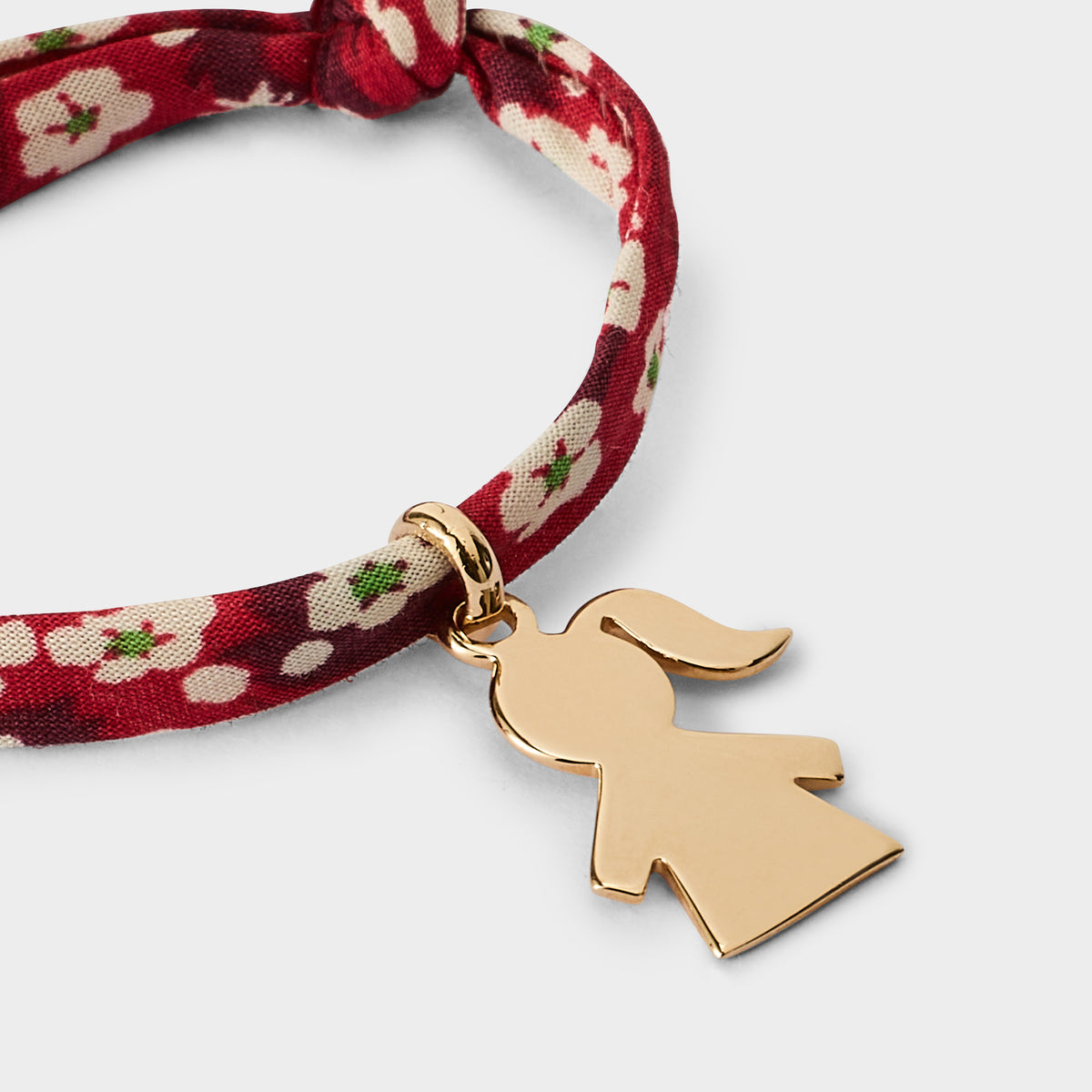 Bracelet 1 mini breloque sur cordon liberty plaqué or