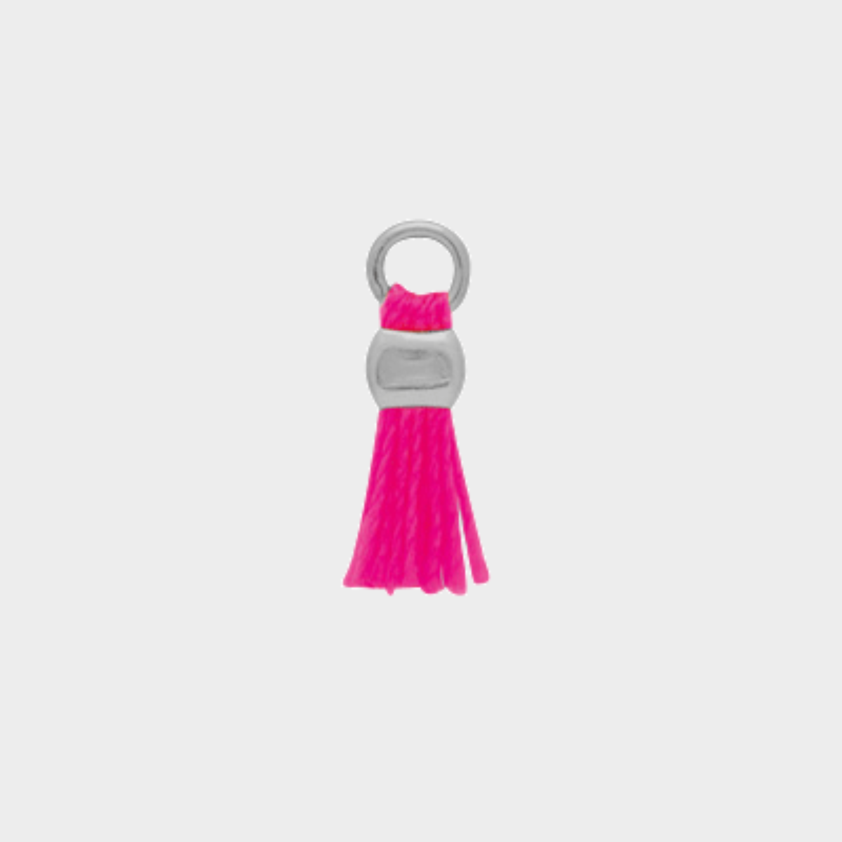 Mini pompon argent massif Rose fluo