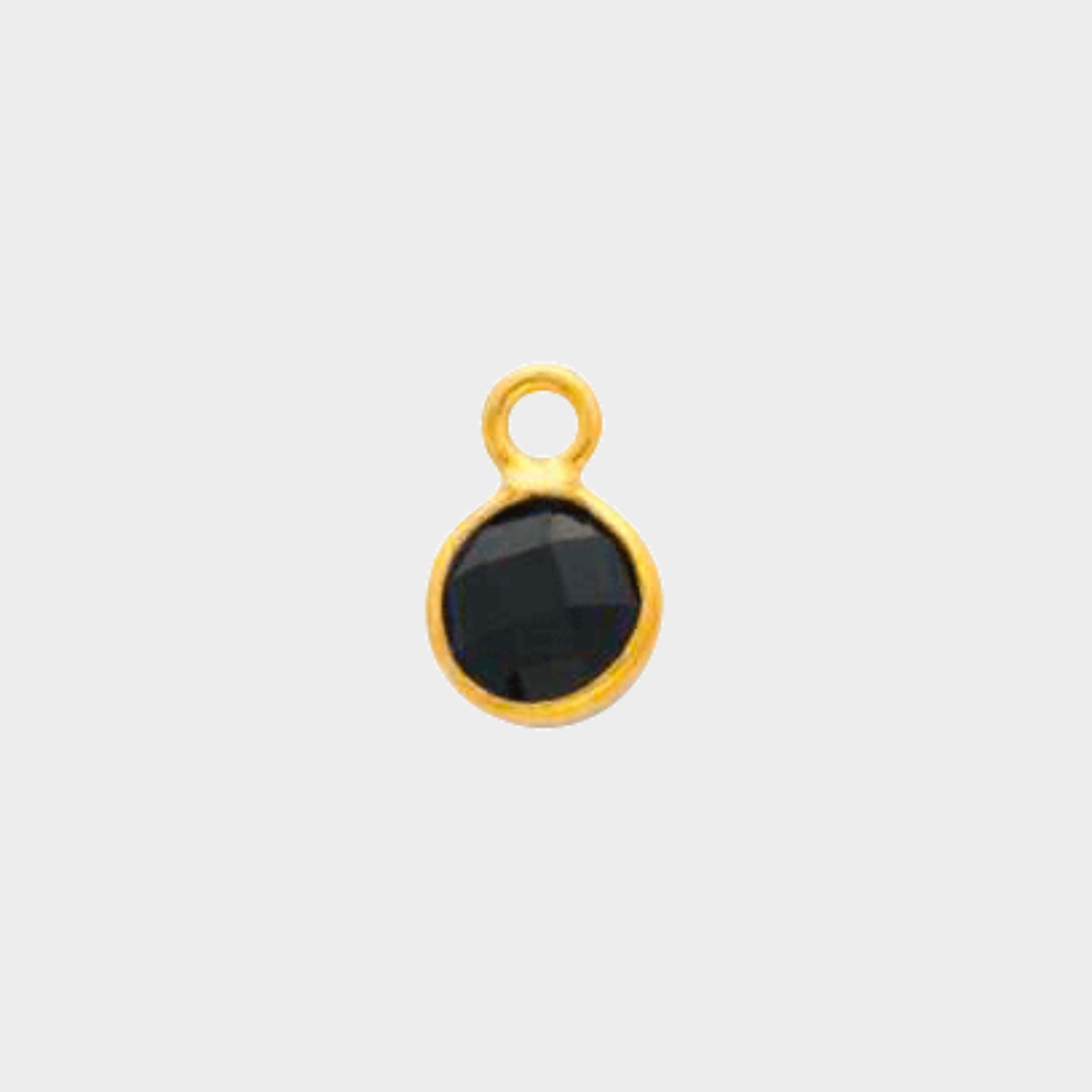 Pierre ronde sertie 0,7cm facettée plaqué or Agate noire