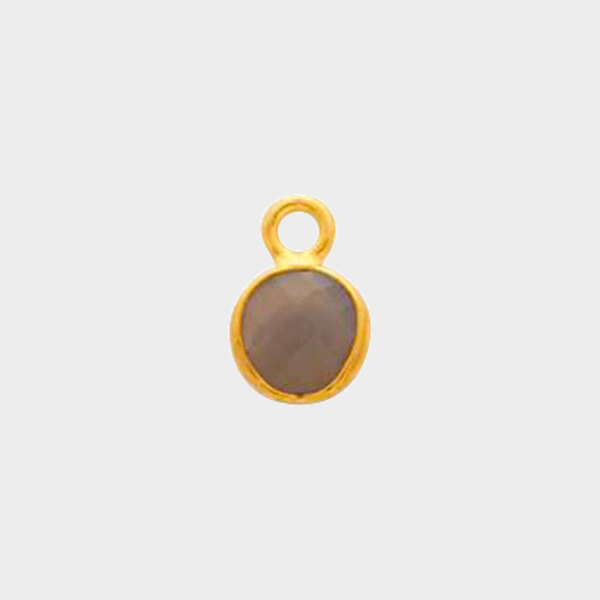 Pierre ronde sertie 0,7cm facettée plaqué or Agate Grise