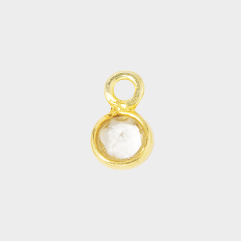 Pierre de naissance plaqué or 0,5 cm Cristal de roche - Avril