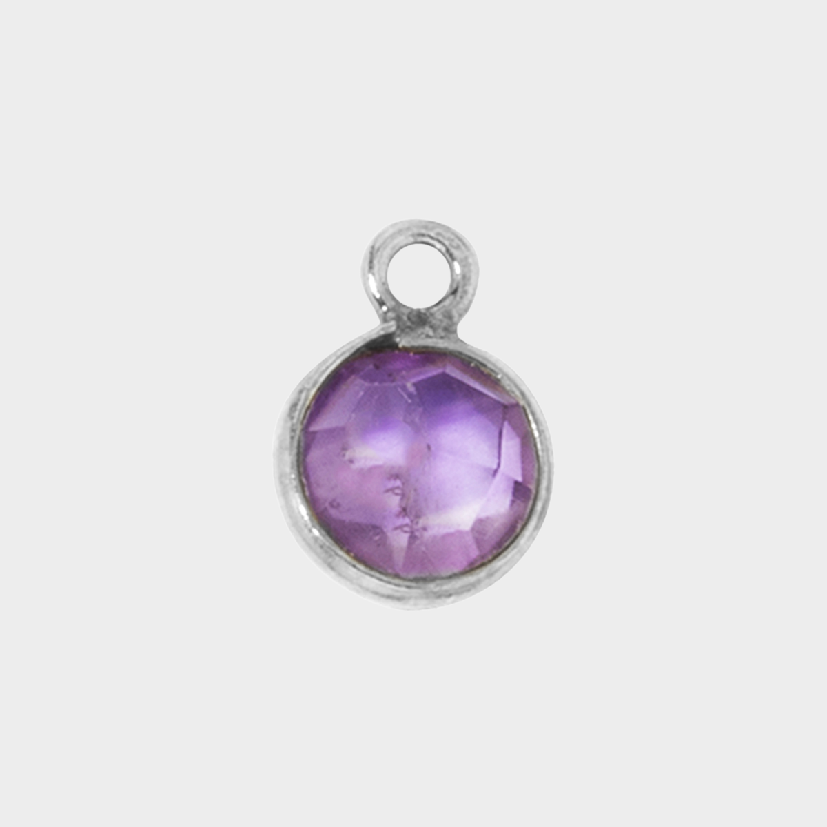 Pierre de naissance argent massif 0,7 cm Améthyste - Février