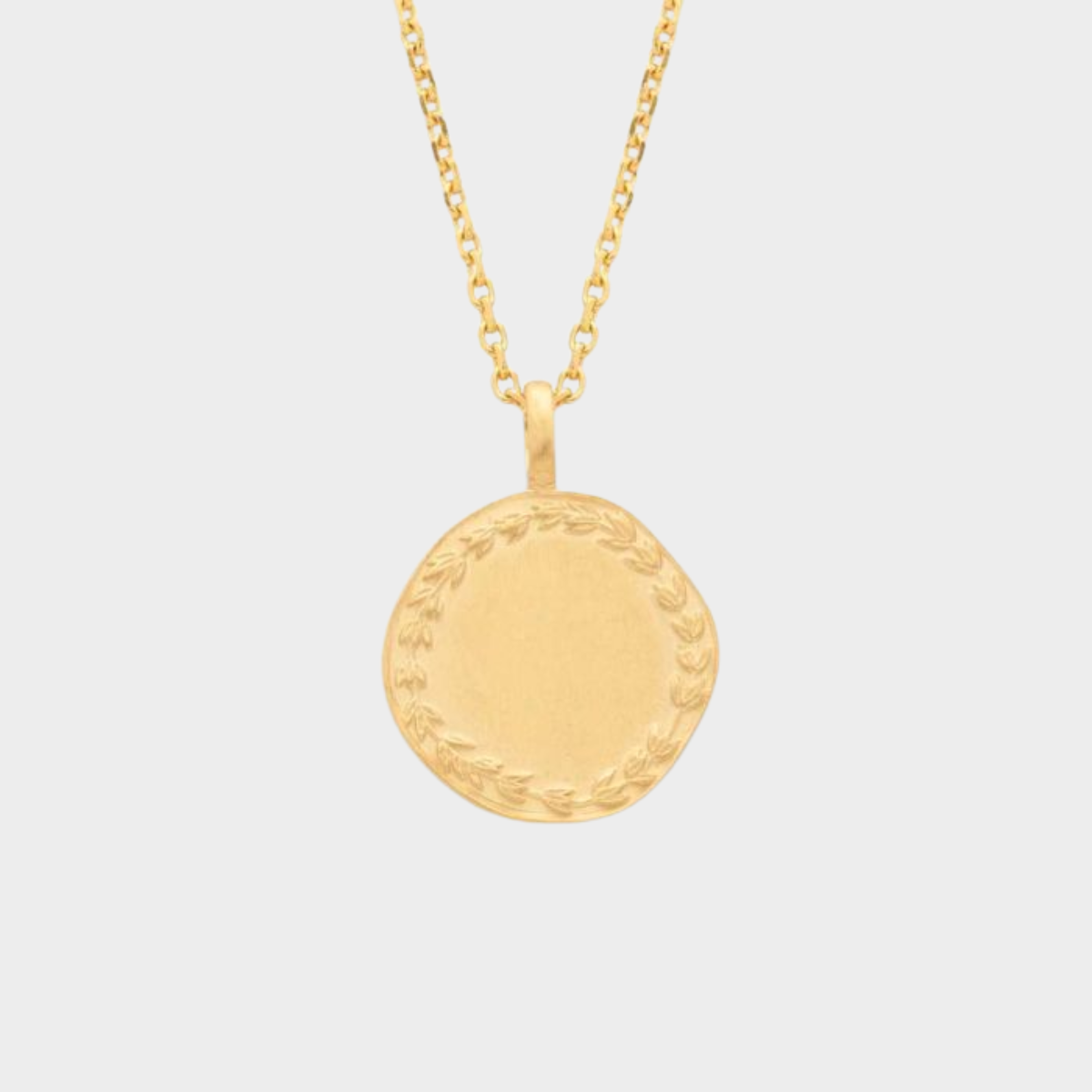 Collier médaille laurier sur chaîne maille forçat