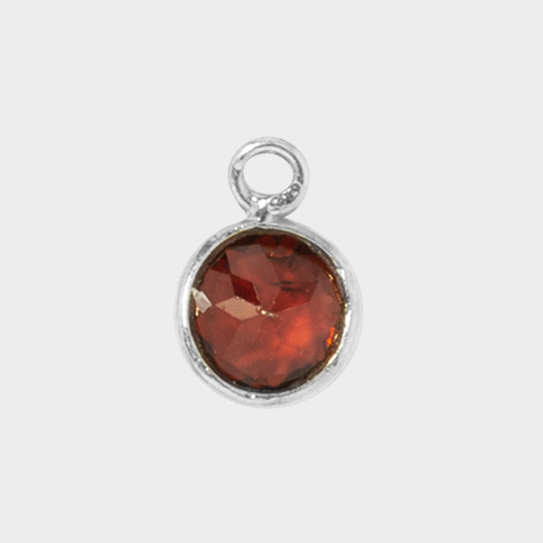 Pierre de naissance argent massif 0,7 cm Grenat rouge - Janvier