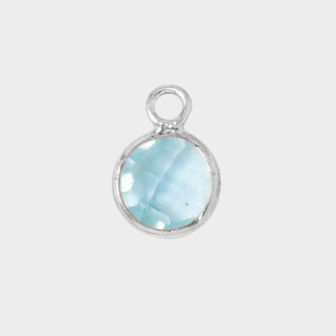 Pierre de naissance argent massif 0,7 cm Topaze Bleue - Décembre
