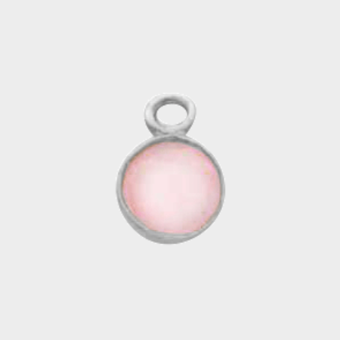 Pierre de naissance argent massif 0,7cm Quartz rose - Octobre