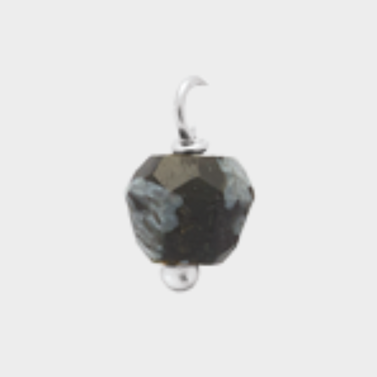 Pierre suspendue Argent massif Obsidienne
