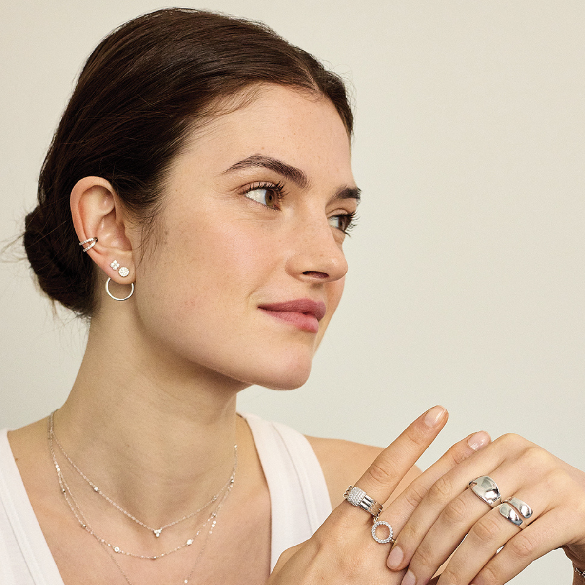 Boucles d'oreilles Rose des vents pavée argent