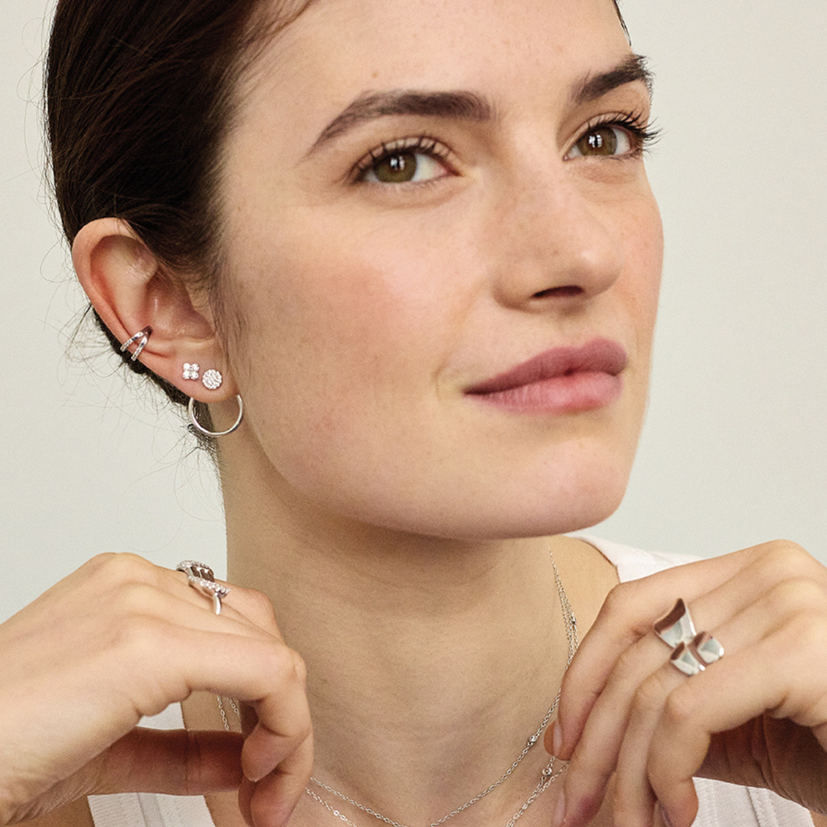 Boucles d'oreilles Rose des vents pavée argent