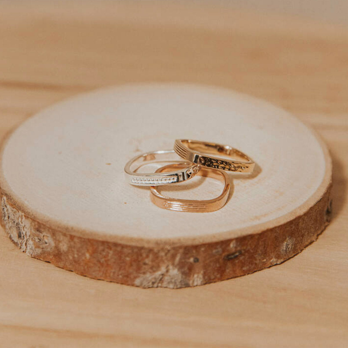 Bague N°4 plaqué or argent et plaqué or rose