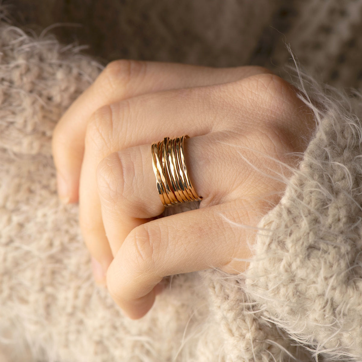 Bague multi anneaux plaqué or
