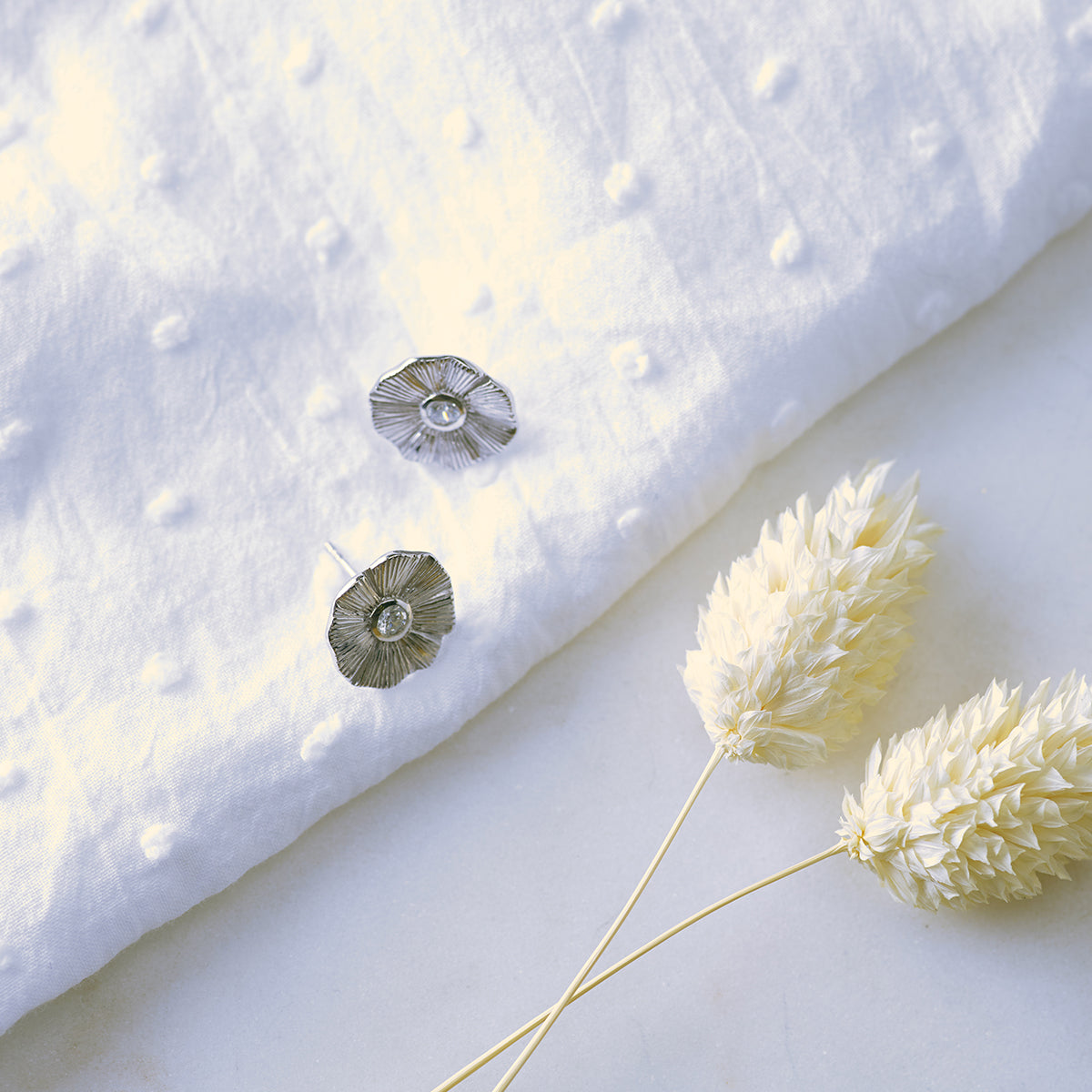 Boucles d'oreilles Nénuphar argent massif