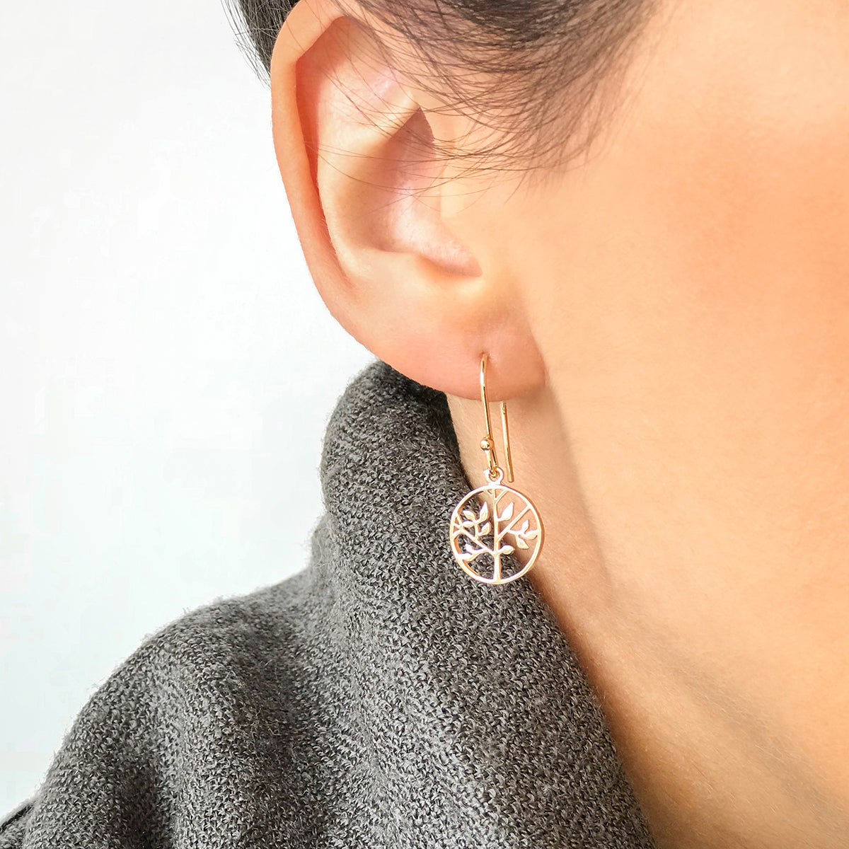 Boucles d'oreilles Arbre de Vie plaqué Or