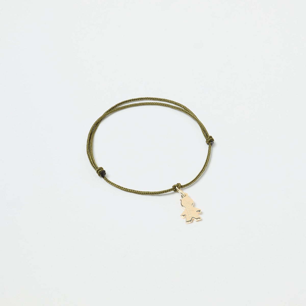 Bracelet 1 mini breloque sur lien coton fin plaqué or