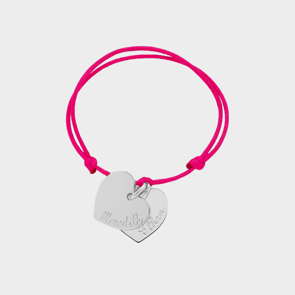 Bracelet 2 coeurs plats proches du fermoir argent