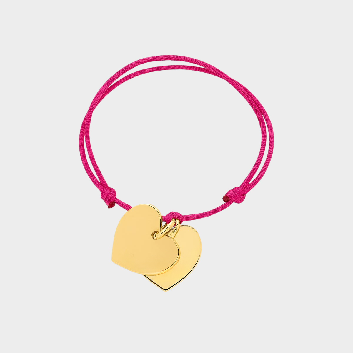 Bracelet 2 coeurs plats proches du fermoir plaqué or