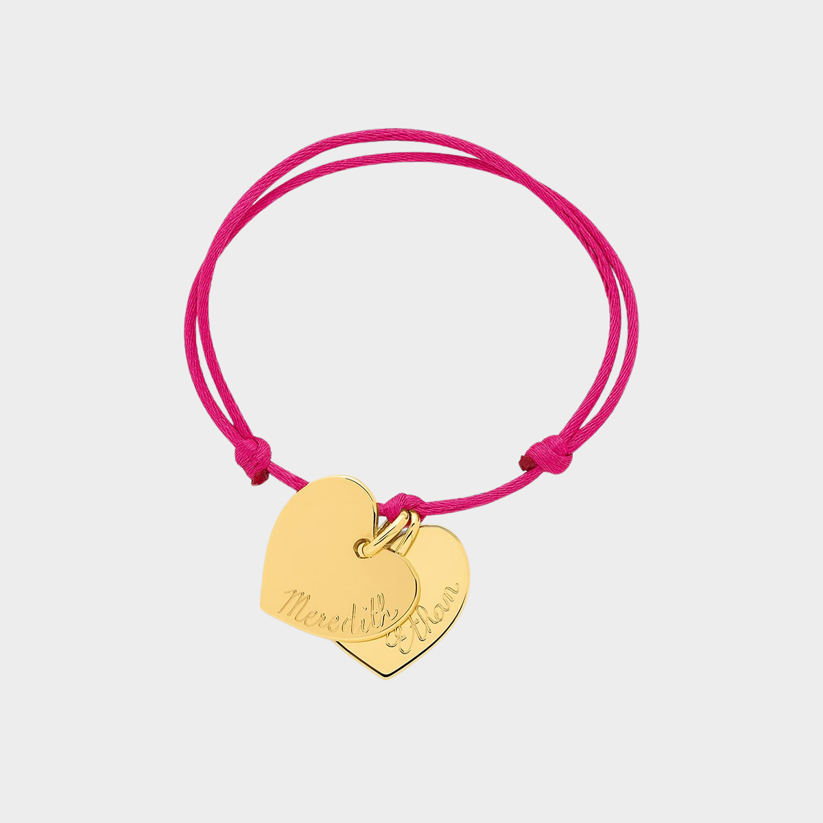 Bracelet 2 coeurs plats proches du fermoir plaqué or