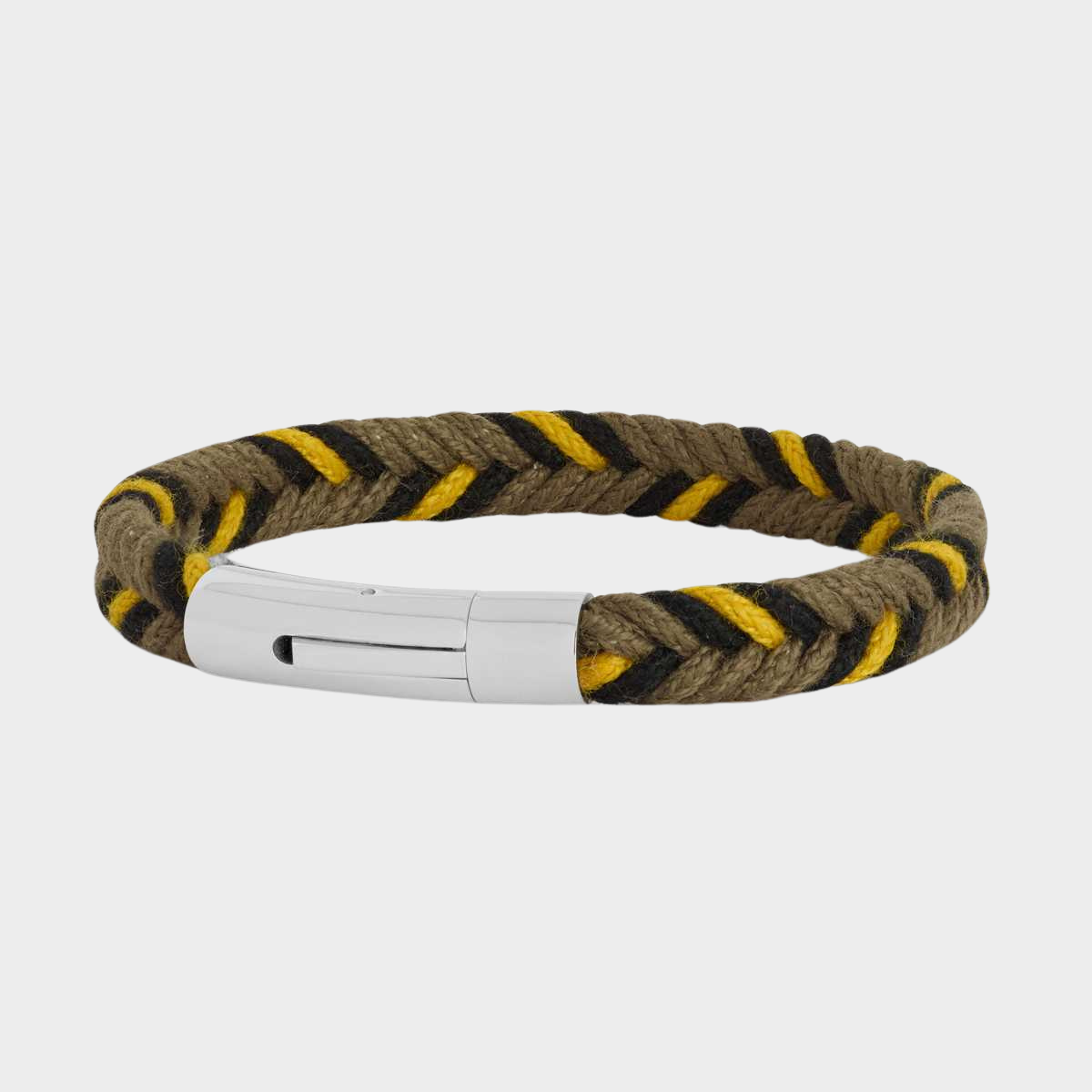 Bracelet chevron kaki noir jaune pour homme