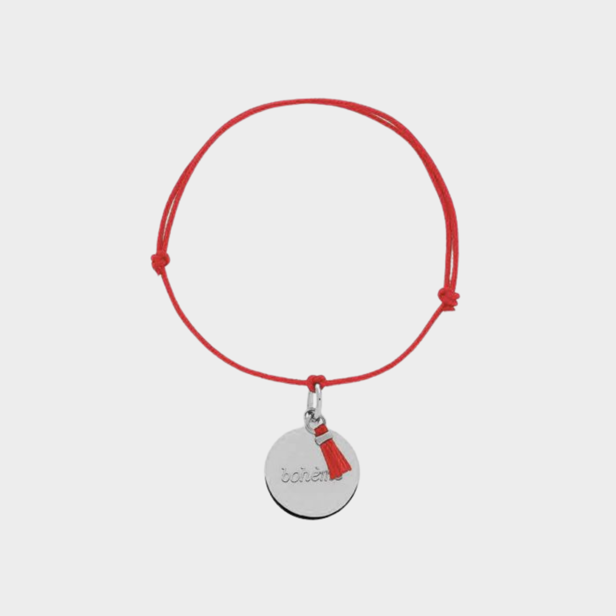 Bracelet petite médaille à message et mini pompon argent