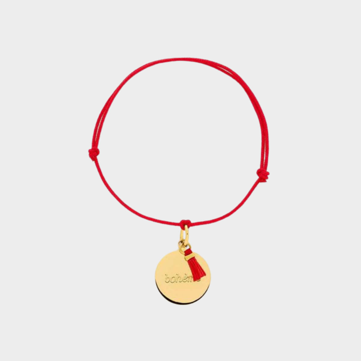 Bracelet petite médaille à message et mini pompon plaqué or