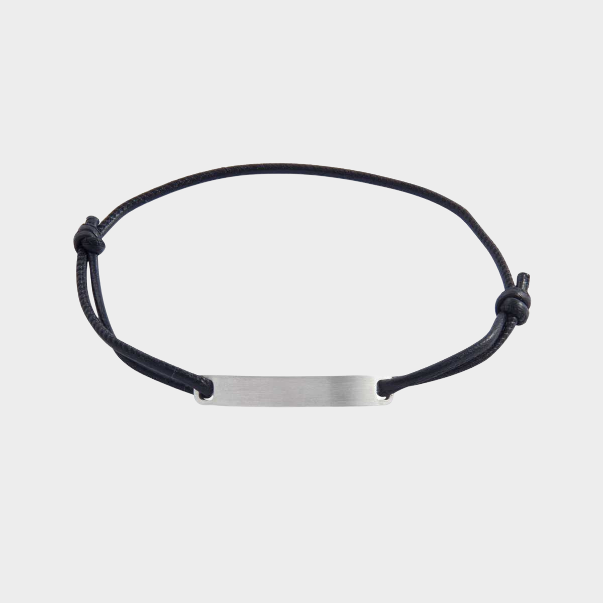Bracelet homme plaque argent brossé simili cuir