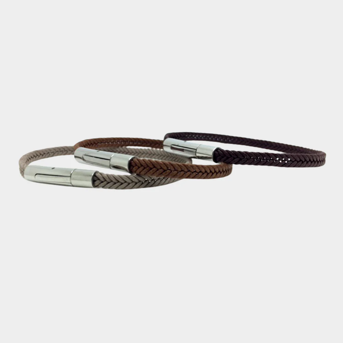 Bracelet discret acier et coton noir pour homme