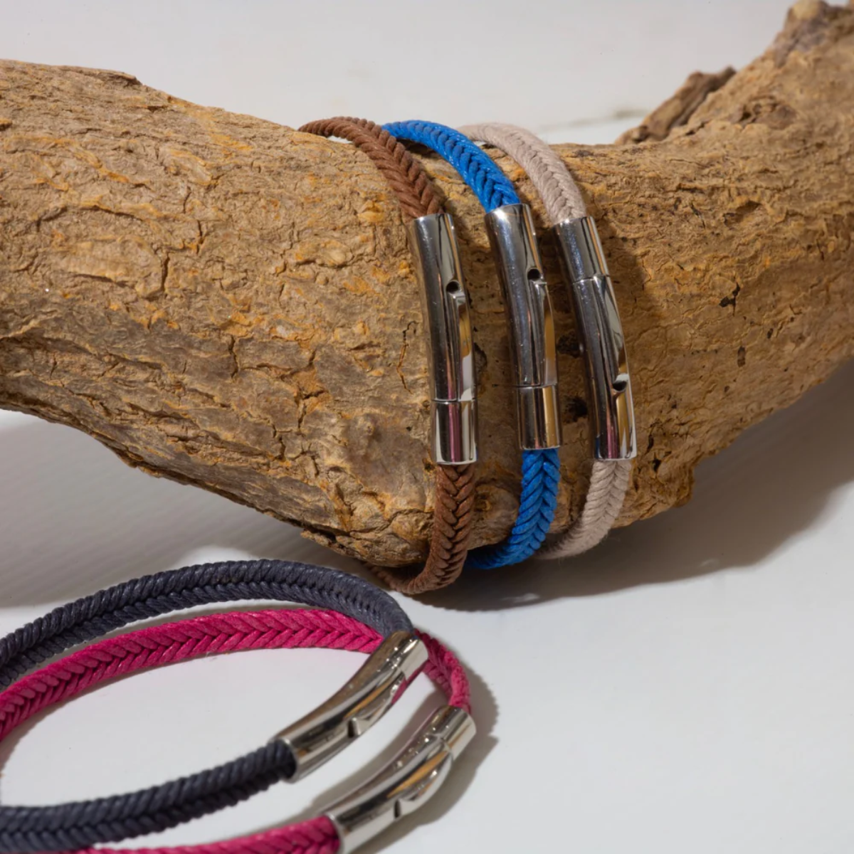Bracelets discret acier et coton pour homme