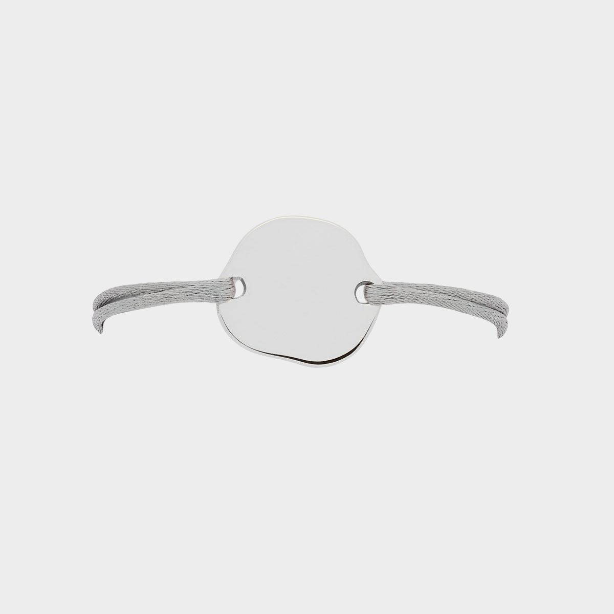 Bracelet mini jeton irrégulier argent sur lien satin