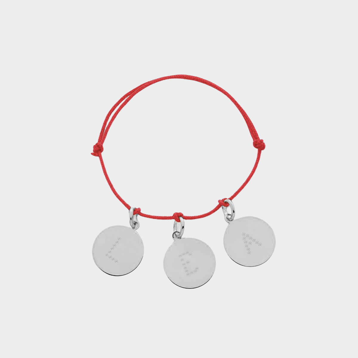 Bracelet petite médaille lettre gravure étoilée argent