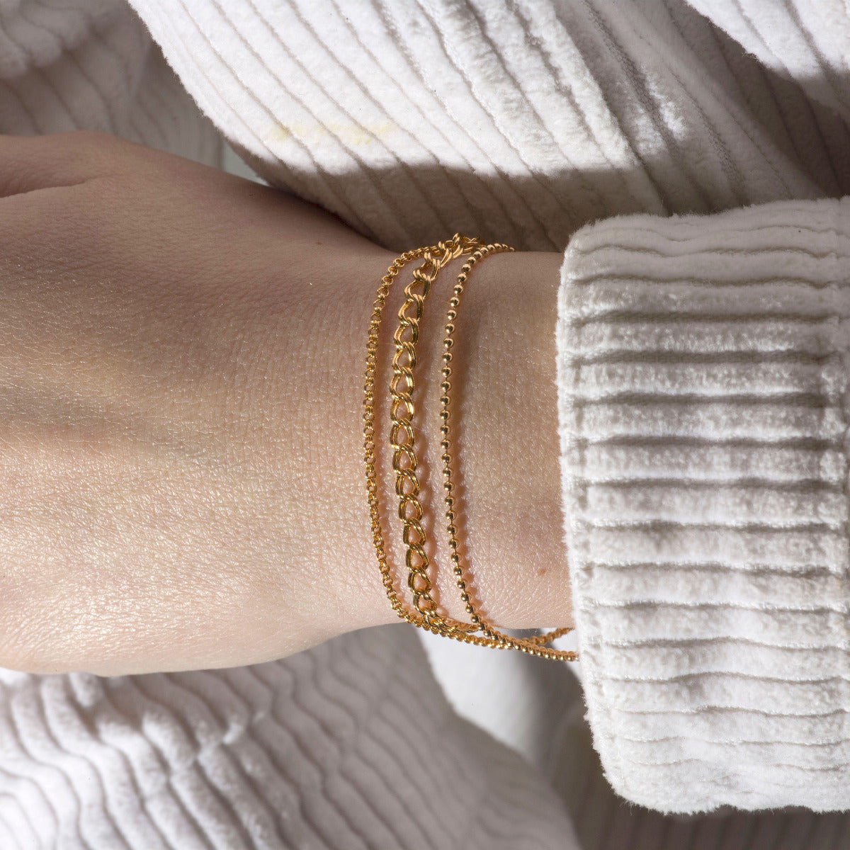 Bracelet chaîne petites billes, chaine for plaqué Or