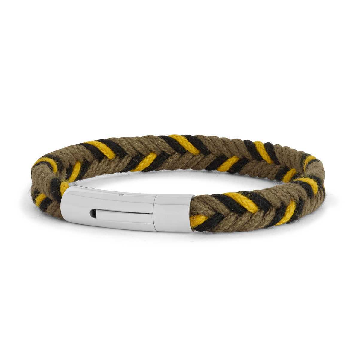 Bracelet chevron kaki noir jaune pour homme
