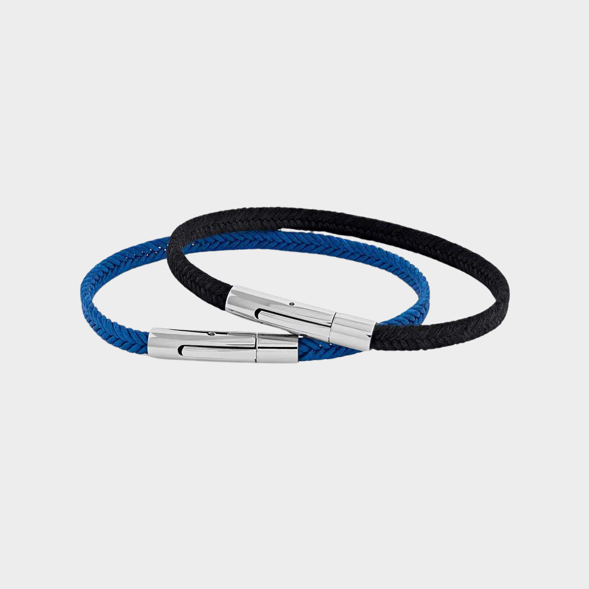Bracelet Discret acier et coton pour homme bleu roi