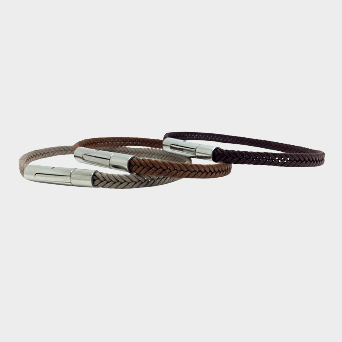 Bracelet discret acier et coton camel pour homme
