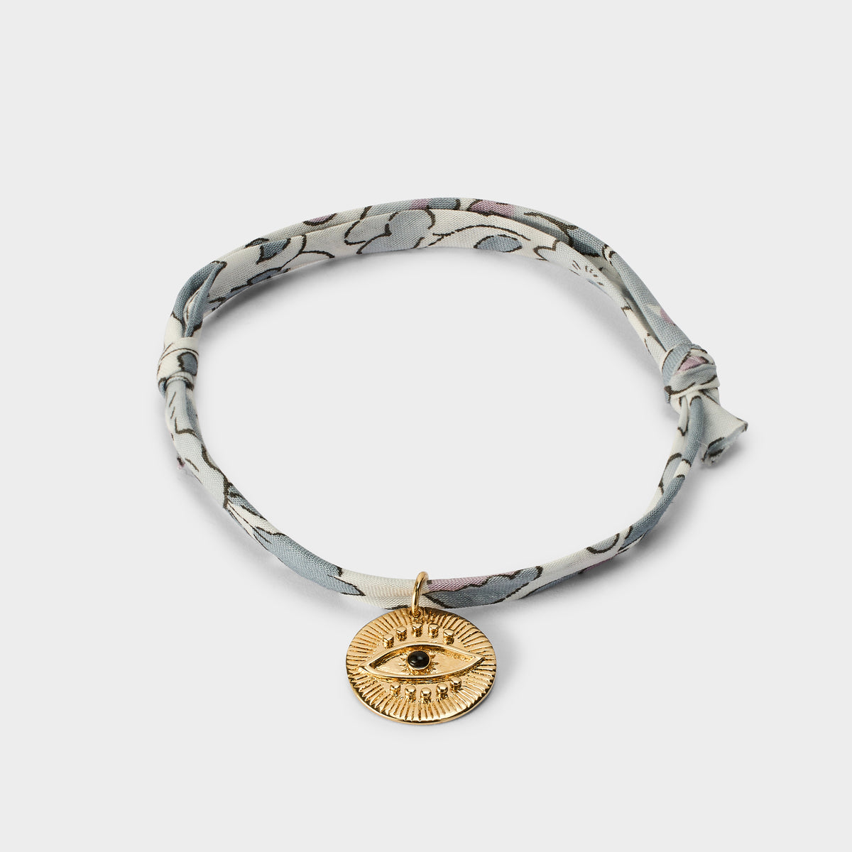 Bracelet gris-gris Œil sur cordon Liberty plaqué or